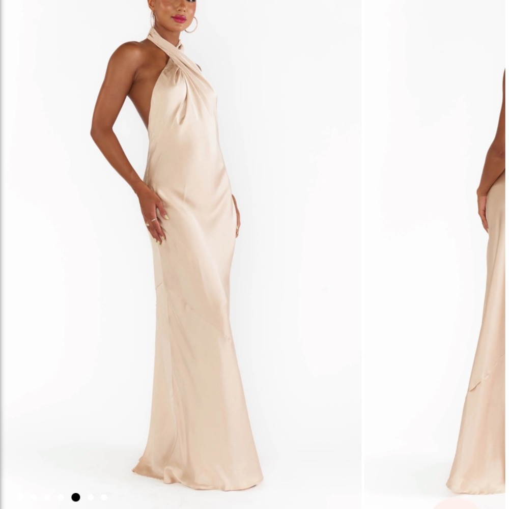 Showmeyourmumu Jasmine halter maxi dress champagne satin color